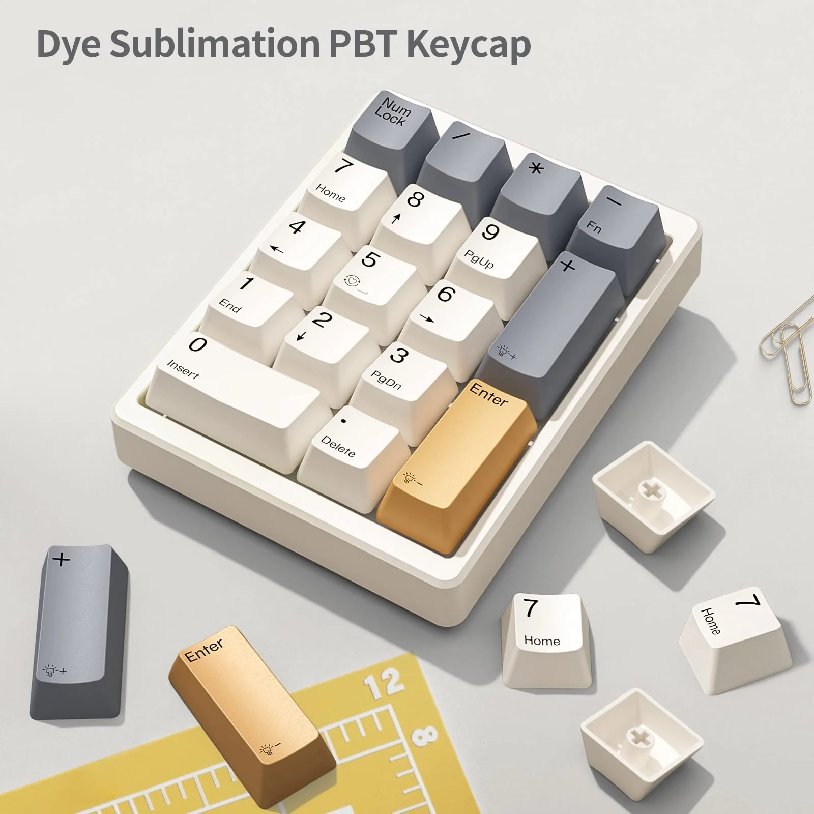 Number Pad, Mechanical Numpad Wired USB Standard 17 Keys Numeric Keypad with PBT Keycaps White Backlit Keypad for Laptop PC TKL Keyboards (Red Switch) Red switch - Image 5