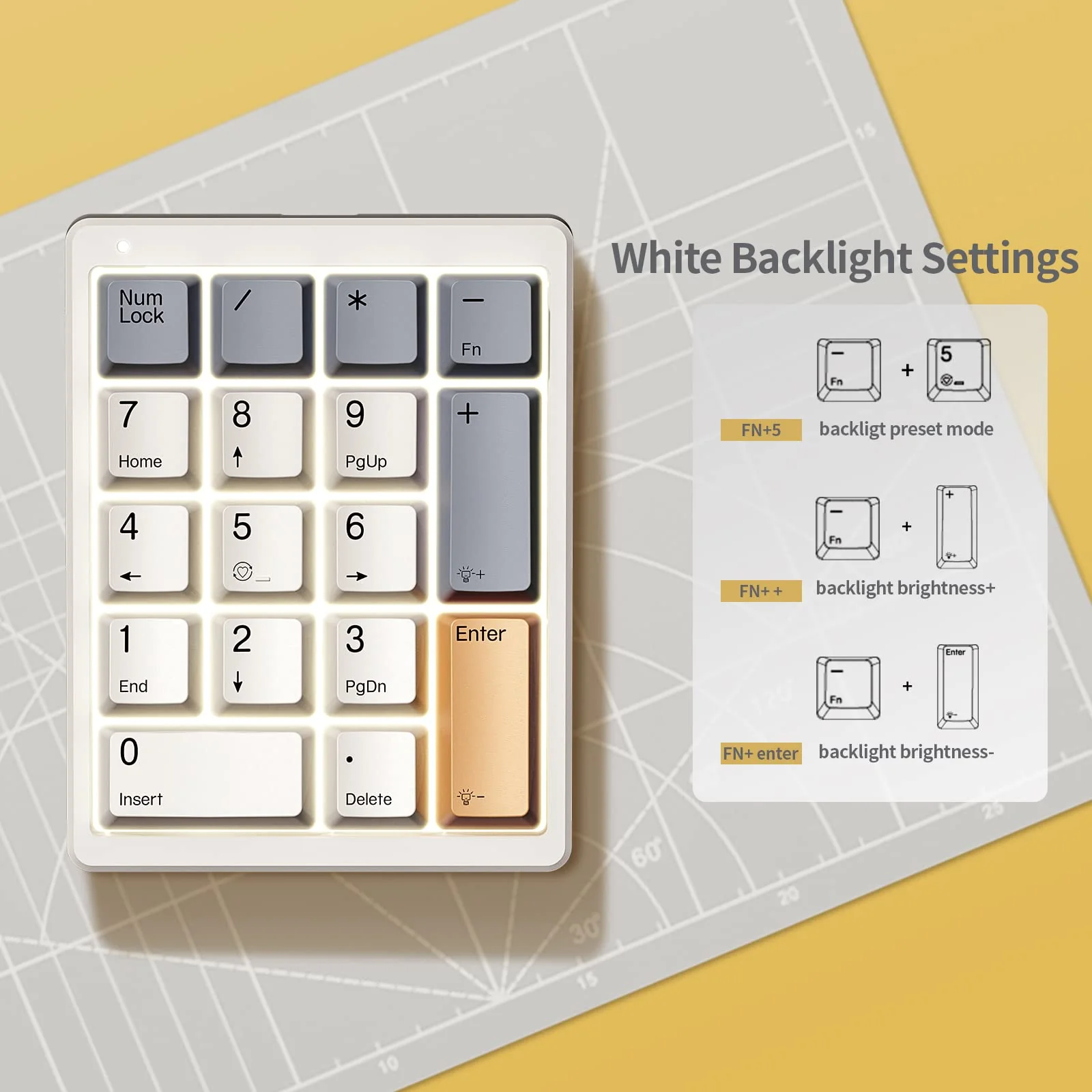 Number Pad, Mechanical Numpad Wired USB Standard 17 Keys Numeric Keypad with PBT Keycaps White Backlit Keypad for Laptop PC TKL Keyboards (Red Switch) Red switch - Image 8
