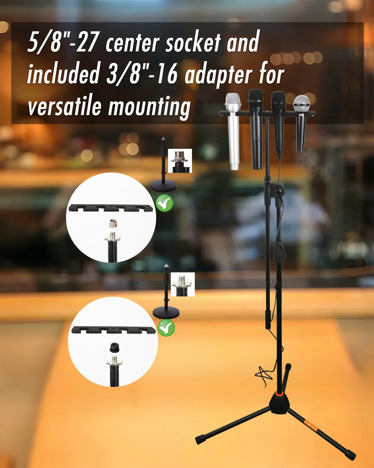 Numhag Multi Mic Holder for Wired and Wireless Mics, Multiple Microphone Organizer and Display for Mic Stand, Hold Up to 4 Microphones, Aluminum, Black, Numhag_micholder_cf_4_00188 4-micholder - Image 5