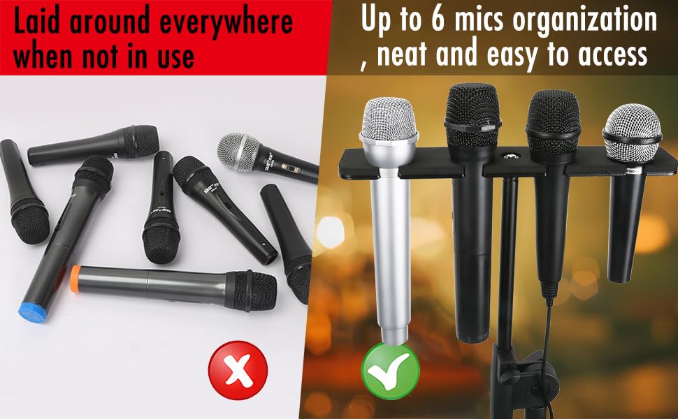 Numhag Multi Mic Holder for Wired and Wireless Mics, Multiple Microphone Organizer and Display for Mic Stand, Hold Up to 4 Microphones, Aluminum, Black, Numhag_micholder_cf_4_00188 4-micholder - Image 8