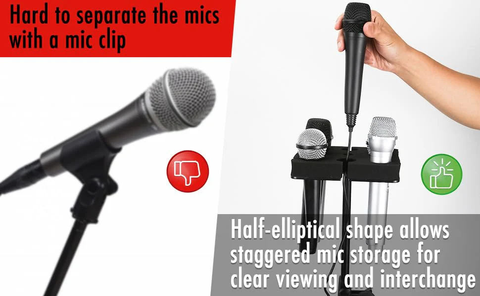 Numhag Multi Microphone Holder Holds Up to 8 Mics, Ideal Mics Holder for Stage Organization and Display, with 3/8""-16 Threaded Adapter, Aluminum, Black, Numhag_micholder_fx_8_00188 - Image 9
