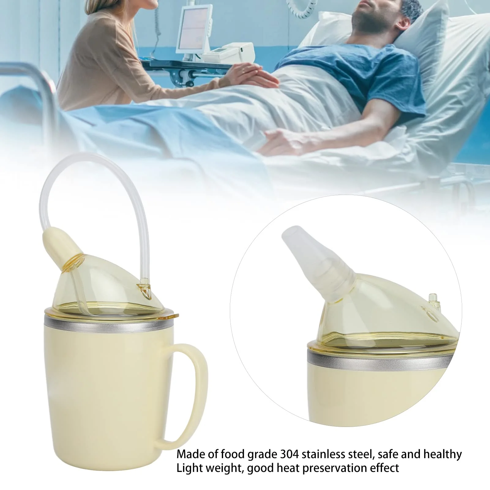 Nunafey Adult Leakproof Cups, Convalescent Feeding Cups 350ml Lightweight for Hospital Home Use - Image 4
