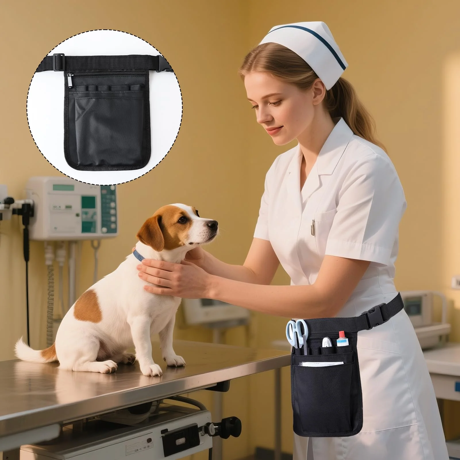 Nurse Bag, Waiter's Bag with Belt, Belt Bag Women's Made of Oxford Fabric, Side Pocket, Women's Black, Belt Bag Work Retail, Shoulder Bag Caregiver, Adjustable Belt - Image 6