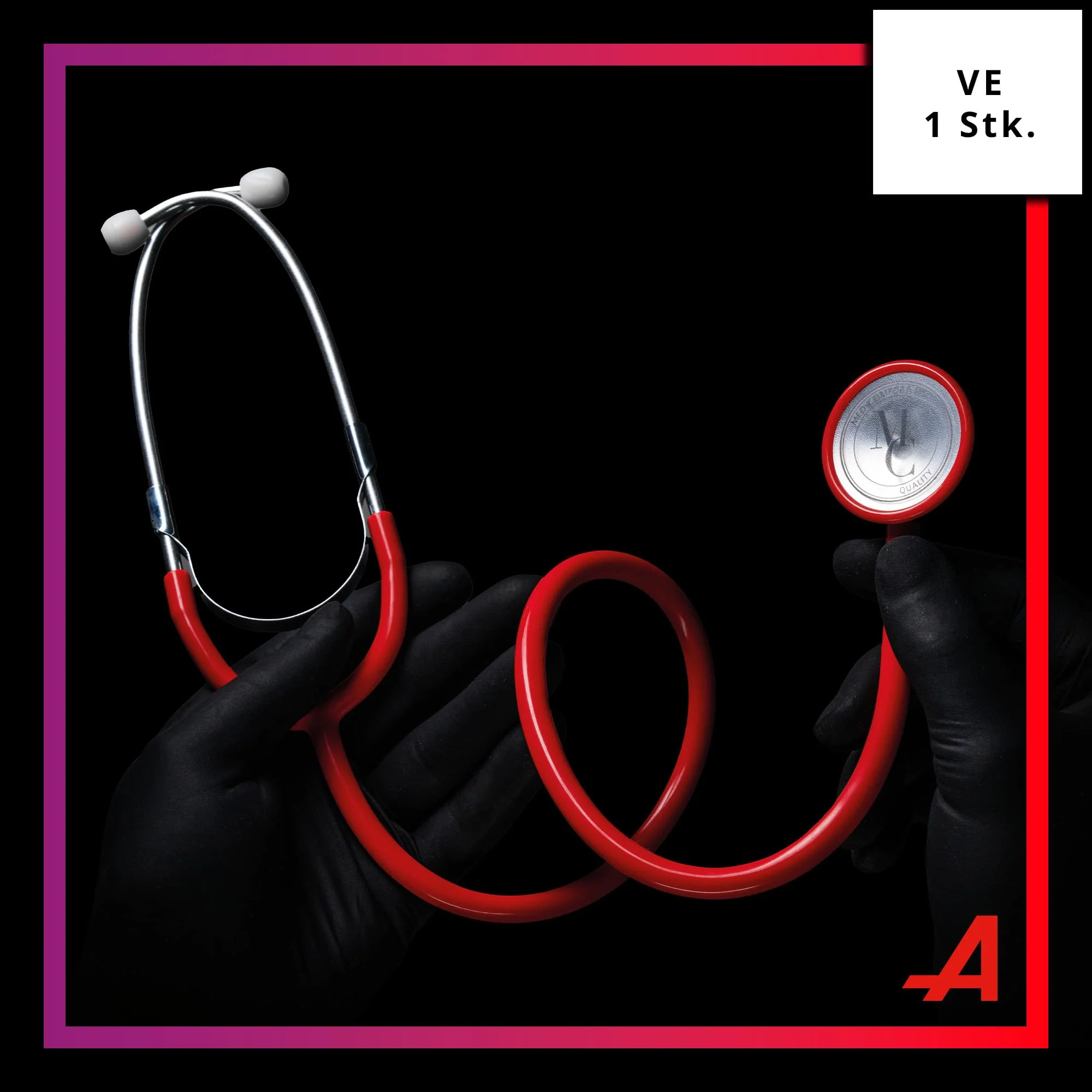 Nurse's Stethoscope Flat with Hose and Flat Membrane Red - Image 2