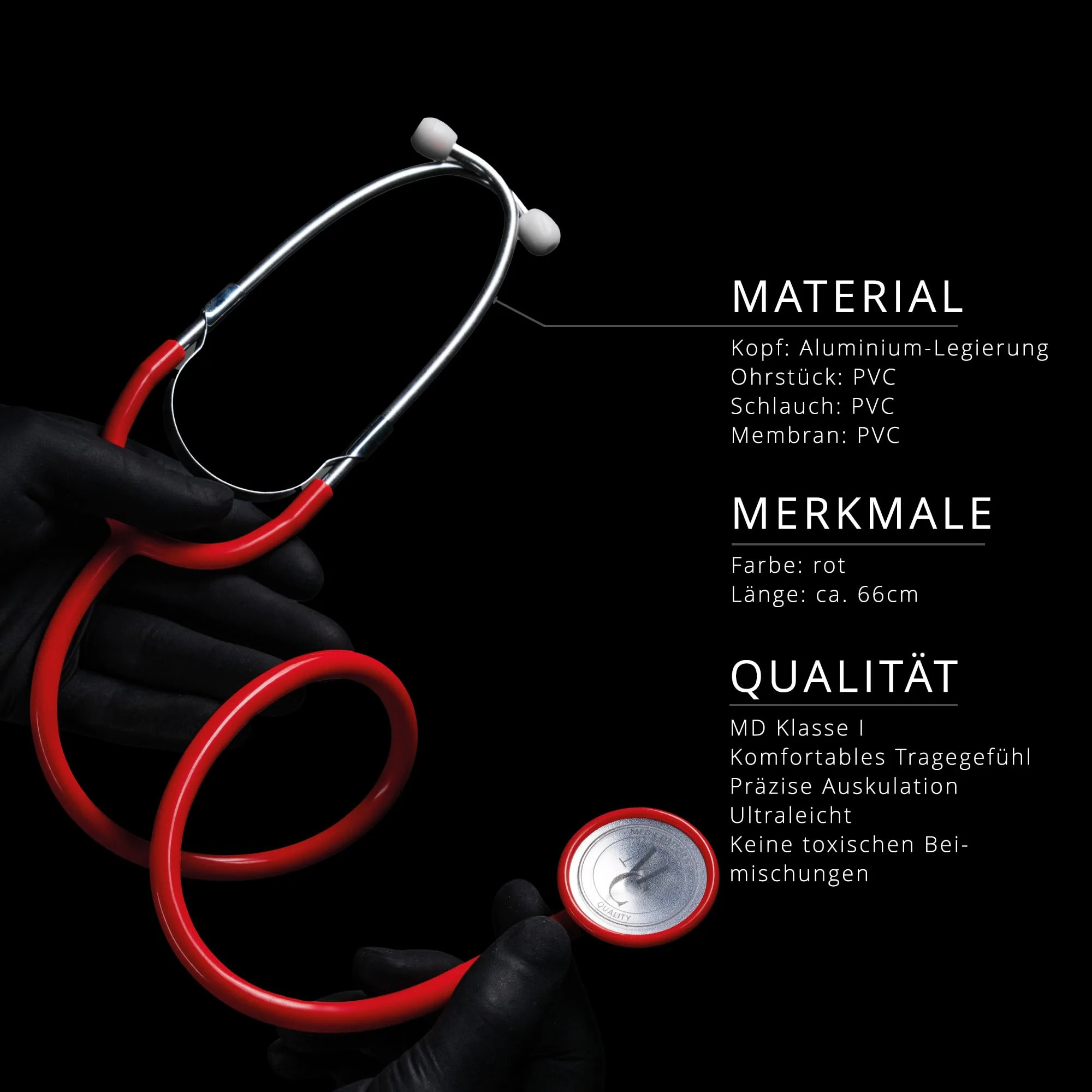 Nurse's Stethoscope Flat with Hose and Flat Membrane Red - Image 3
