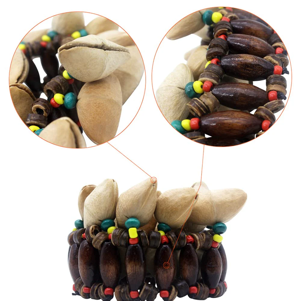 Nuts Shell Bracelet, African Tribal Style Nut Handbell, Drum Conga Percussion Accessories - Image 5