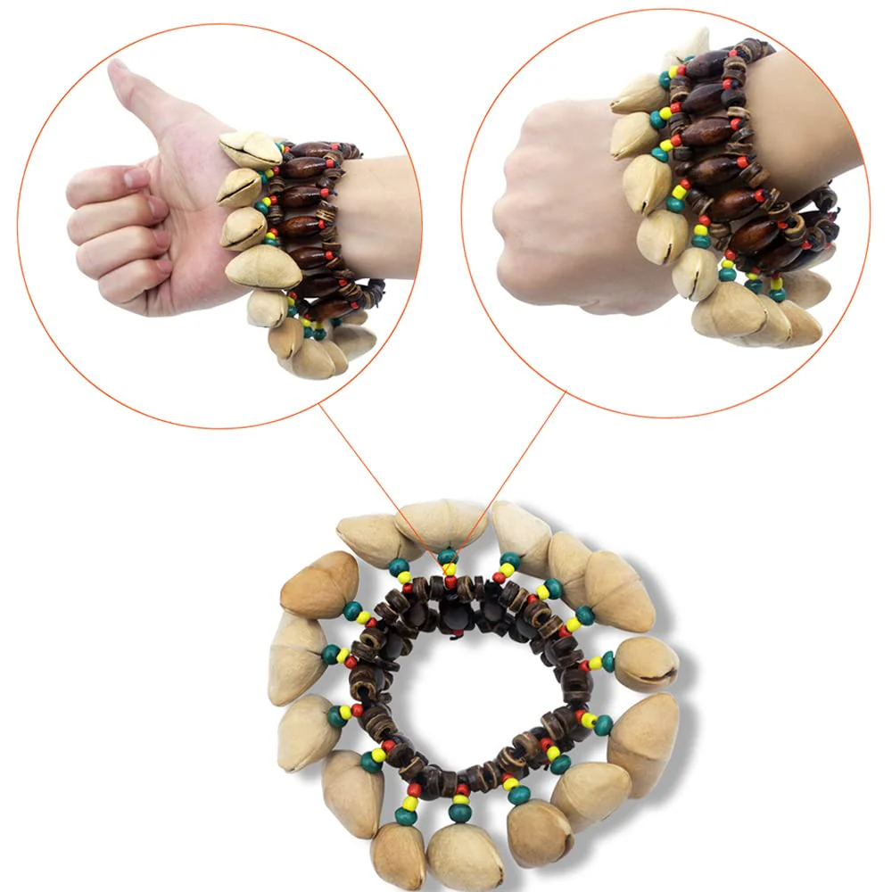 Nuts Shell Bracelet, African Tribal Style Nut Handbell, Drum Conga Percussion Accessories - Image 6