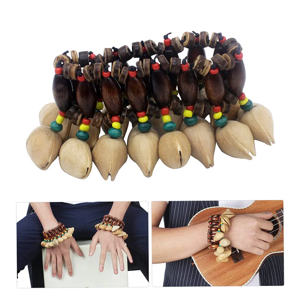 Nuts Shell Bracelet, African Tribal Style Nut Handbell, Drum Conga Percussion Accessories - Image 7