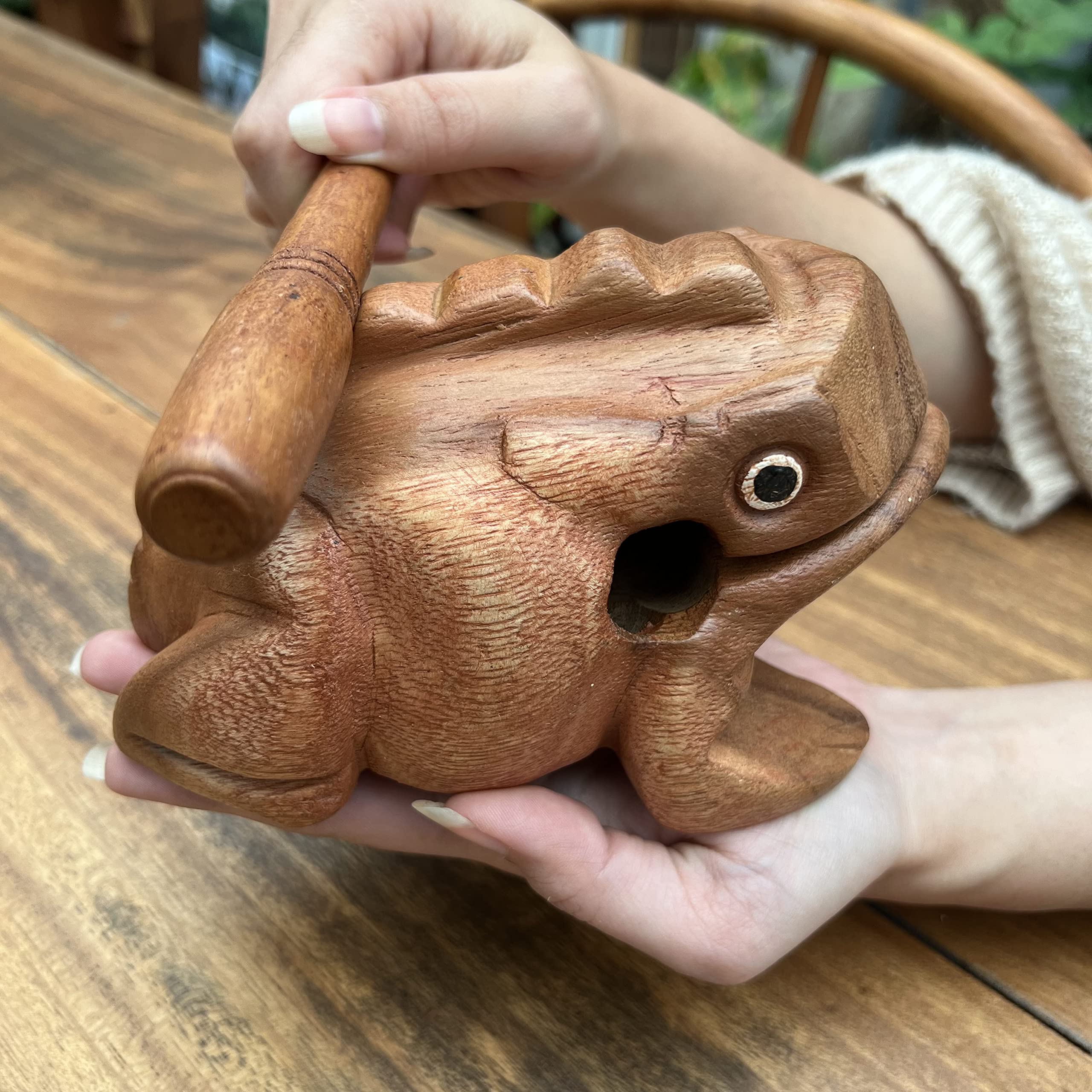 NUTTA - 7 Inches Wooden Frog Guiro Rasp Musical Instrume Wood Percussion Desk Scraping Fog with Frog Sound Idea Funny Instruments Nature Wood Music Home Garden Decoration (7 Inches) - Image 3