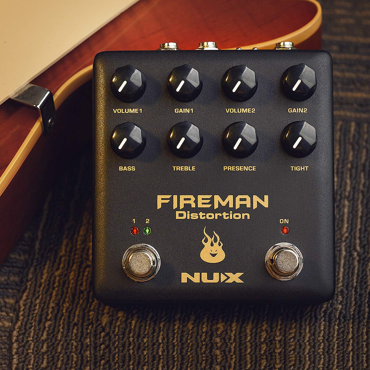 NUX Fireman Distortion Effect Pedal Dual Channel Brown Sound - Image 5