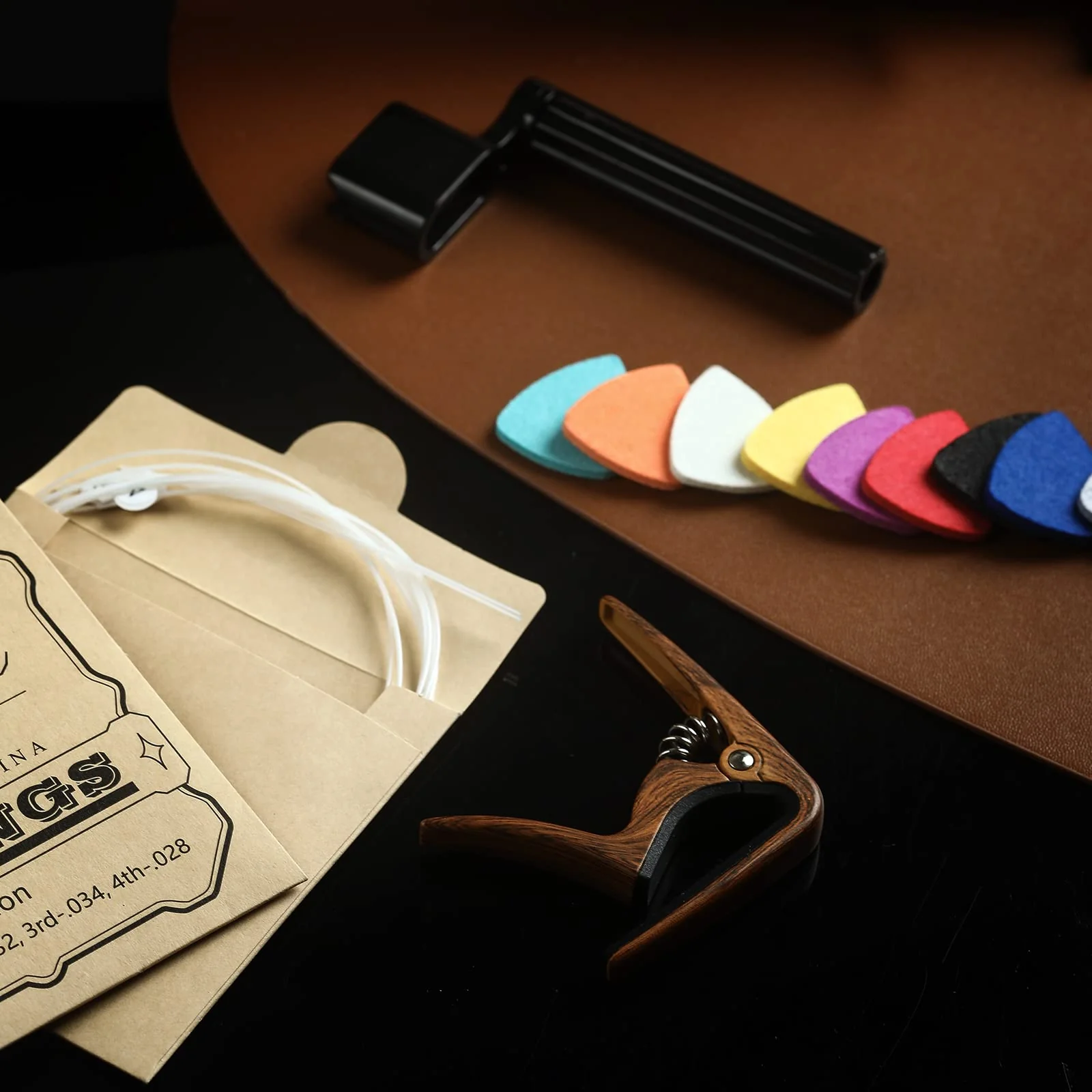Nylon Ukulele Strings Kit,Include 5 Sets Strings,10 Pieces Ukelele felt picks,Capo and String Winder for Soprano Concert and Tenor Ukele - Image 2