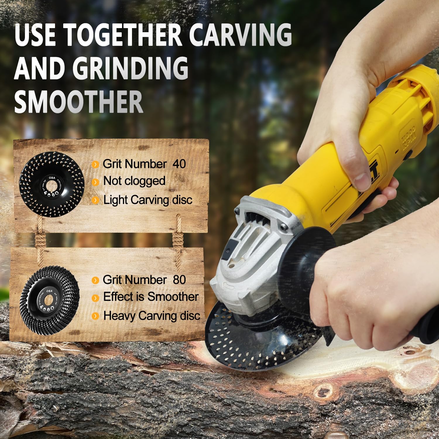 OBA Wood Carving Disc for Angle Grinder 125mm, 2Pcs Angle Grinder discs for Carving Grinding Shaping Modeling Material Removal - Image 3