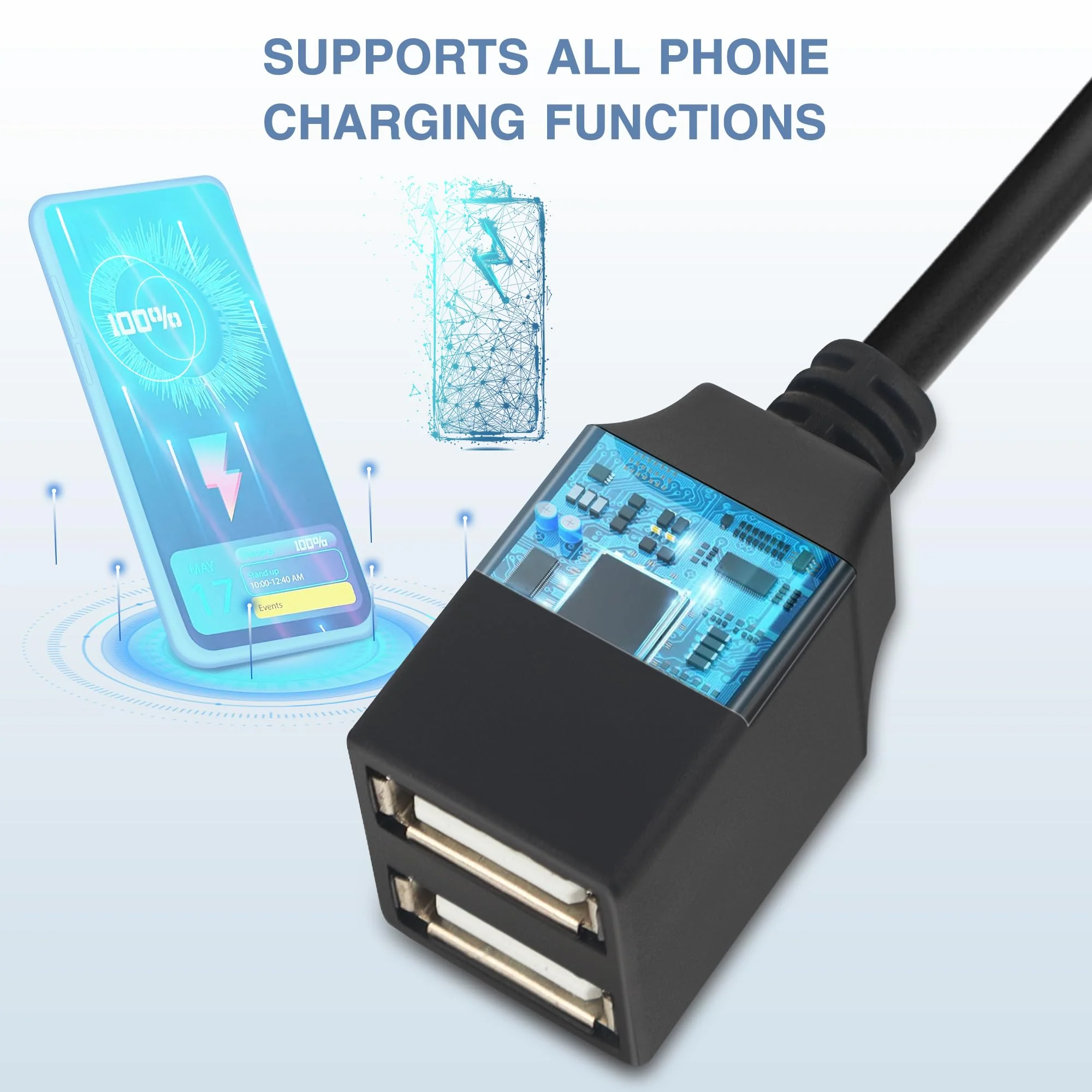 OBD Constant Power Cable for Dash Camera,Compatible with Garmin Dash Cam,OBDII Adapter Cable with Dual USB Interfaces,24 Hours Surveillance/Acc Mode with Low Voltage Protection 11.6-36V to 5V 3A OBD Constant Power Cable - Image 2