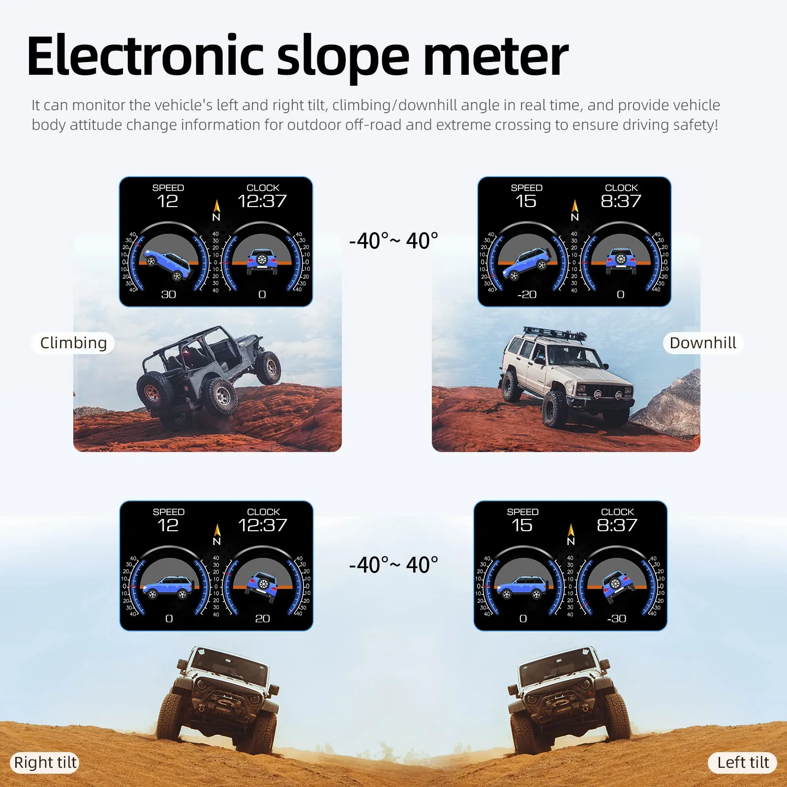 Obd2 Gauge Display P21, Heads Up Display for Cars, Displaying Multiple Functions, Speedometer, Slope Meter, Suitable for All Car - Image 5