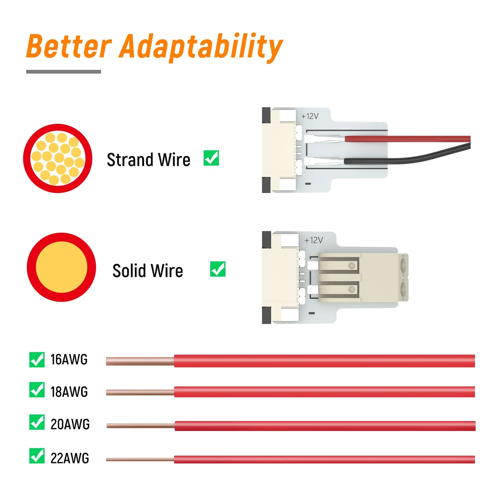 Obeaming Soldeerloze Snelle 2-Pin Strip Connector 8 mm Extension for 5 V 12 V 24 V Enige Kleur SMD 3528 2835 Jelly Stroo Lights Pack of 10 - Image 2