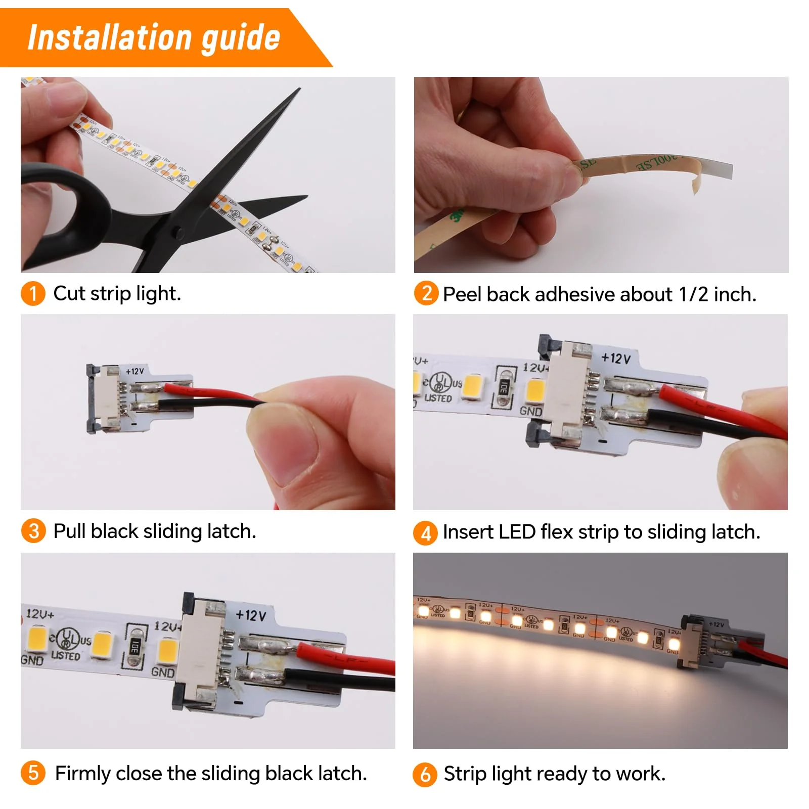 Obeaming Soldeerloze Snelle 2-Pin Strip Connector 8 mm Extension for 5 V 12 V 24 V Enige Kleur SMD 3528 2835 Jelly Stroo Lights Pack of 10 - Image 6