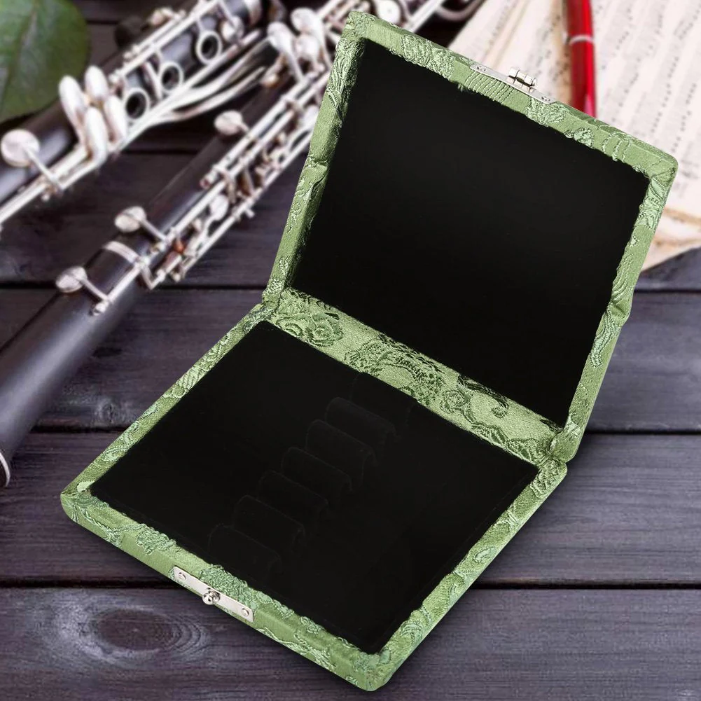 Oboe Reed Case,Protect Against Moisture Wooden + Silk Cloth Cover Reed Case Holder Storage Box for 6pcs Oboe Reeds Maple Wooden (Green) Green - Image 6