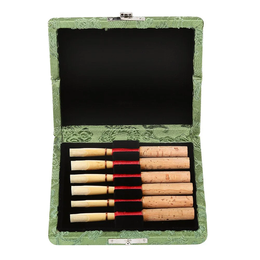 Oboe Reed Case,Protect Against Moisture Wooden + Silk Cloth Cover Reed Case Holder Storage Box for 6pcs Oboe Reeds Maple Wooden (Green) Green - Image 7