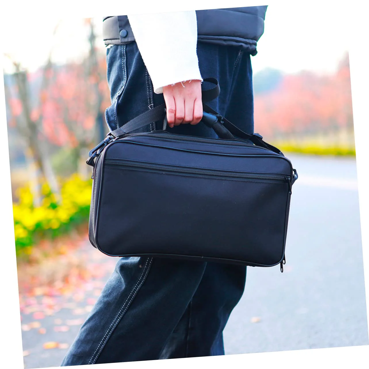 Oboe Shoulder Bag Black Organizer Bins Oboe Bag Container Instrument Storage Holder Shoulder Tote Bag Oboe Storage Case Instrument Storage Pouch Black Shoulder Bag Oboe Case Cover - Image 3
