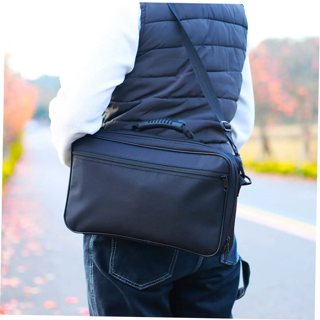 Oboe Shoulder Bag Black Organizer Bins Oboe Bag Container Instrument Storage Holder Shoulder Tote Bag Oboe Storage Case Instrument Storage Pouch Black Shoulder Bag Oboe Case Cover - Image 5