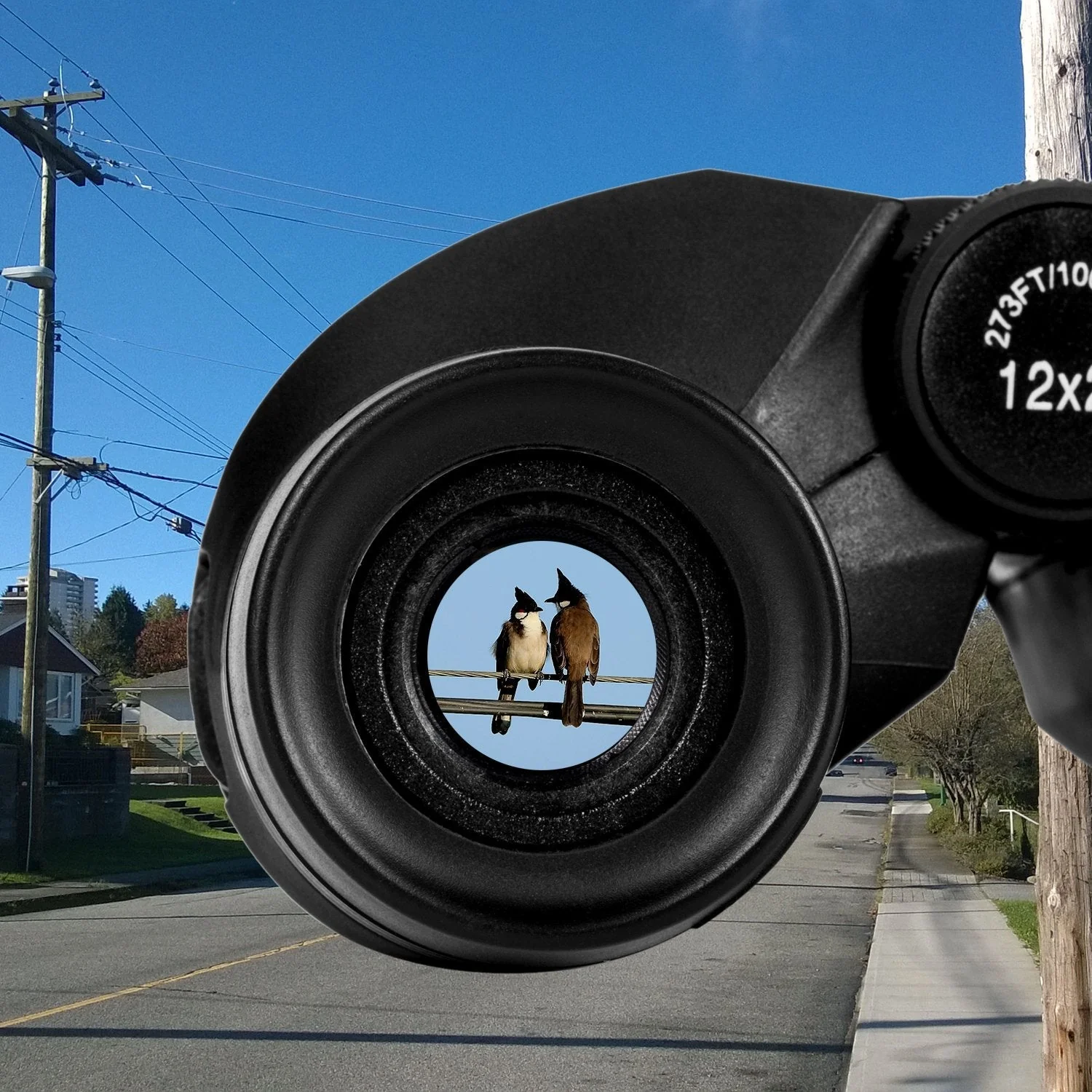 occer 12x25 Compact Binoculars with Clear Low Light Vision, Large Eyepiece Waterproof Binocular for Adults Kids,High Power Easy Focus Binoculars for Bird Watching,Outdoor Hunting,Travel,Sightseeing Black - Image 5