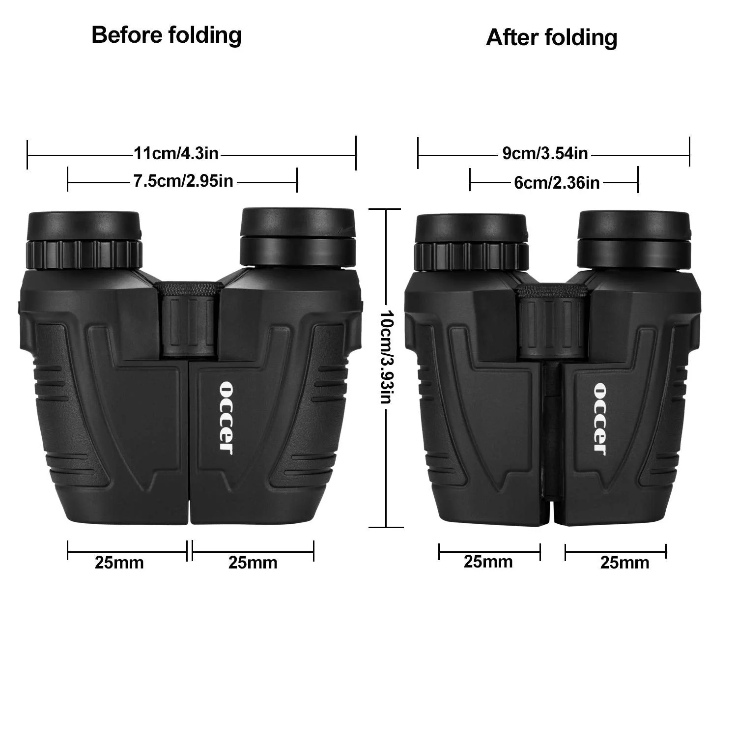 occer 12x25 Compact Binoculars with Clear Low Light Vision, Large Eyepiece Waterproof Binocular for Adults Kids,High Power Easy Focus Binoculars for Bird Watching,Outdoor Hunting,Travel,Sightseeing Black - Image 8