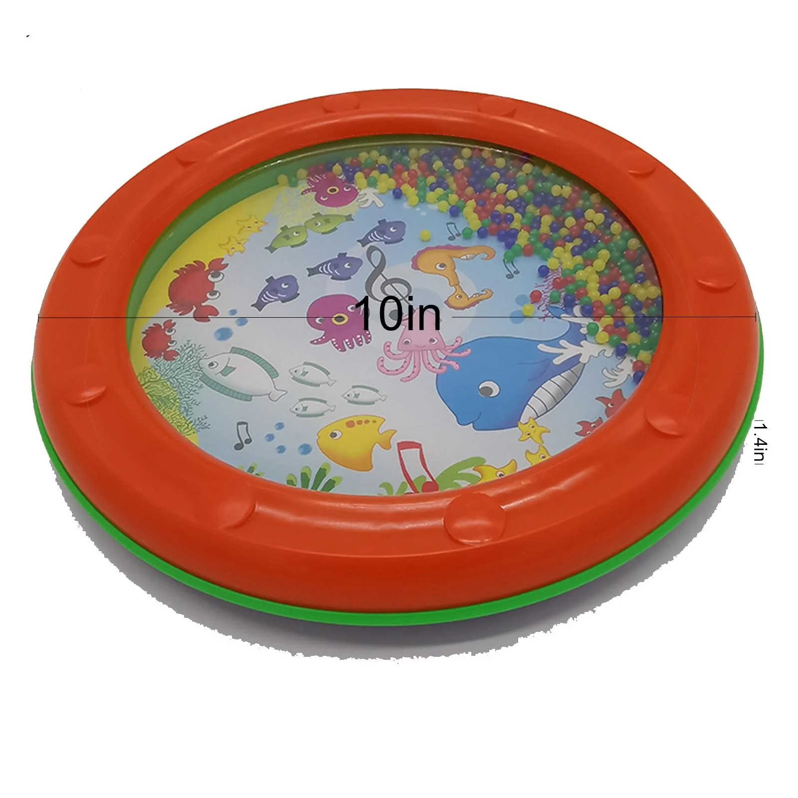 Ocean Drum Wave Bead Drum Gentle Sea Sound Music Gift Educational Tool Percussion Instruments Drum，10 Inch Fish Graphic Sea Drum (1 Pcs) 1 Pcs - Image 2