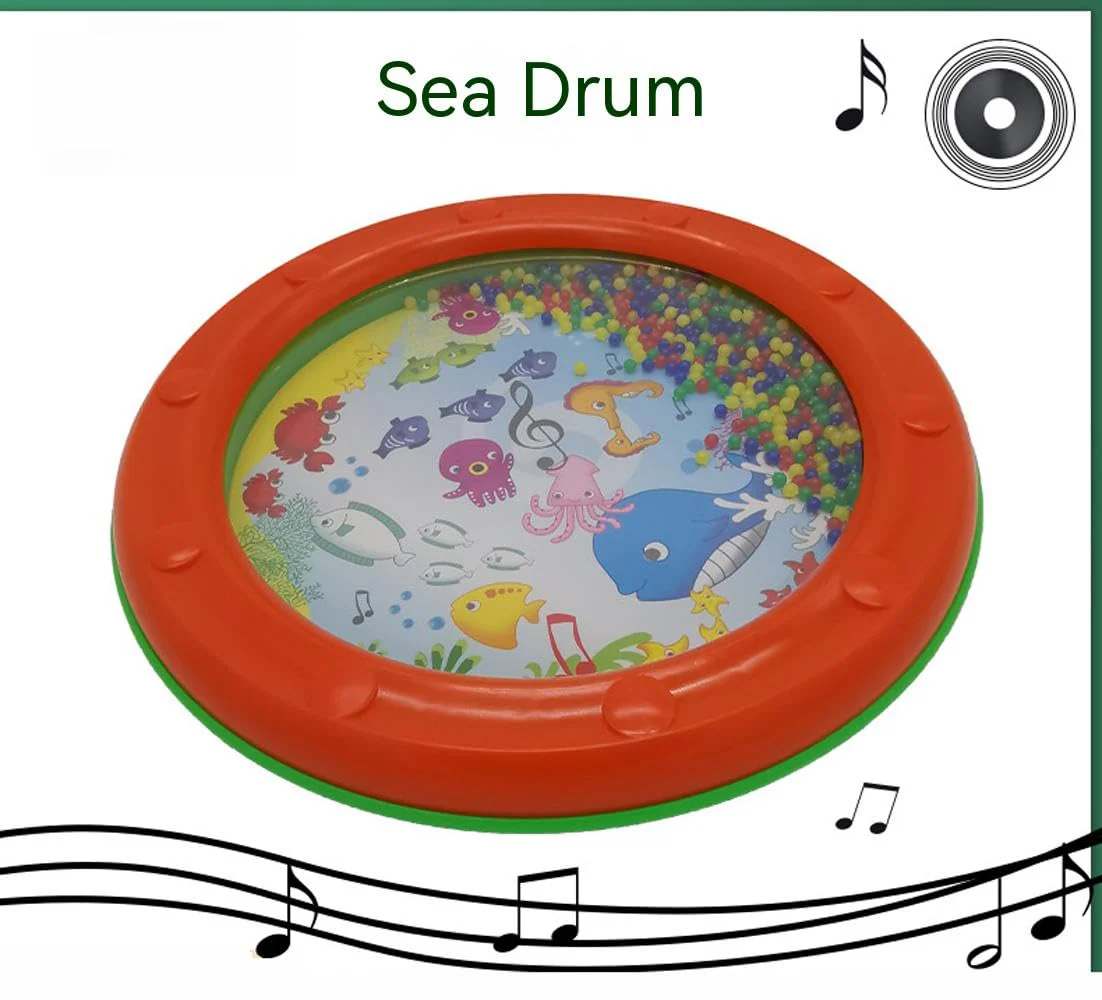 Ocean Drum Wave Bead Drum Gentle Sea Sound Music Gift Educational Tool Percussion Instruments Drum，10 Inch Fish Graphic Sea Drum (1 Pcs) 1 Pcs - Image 3