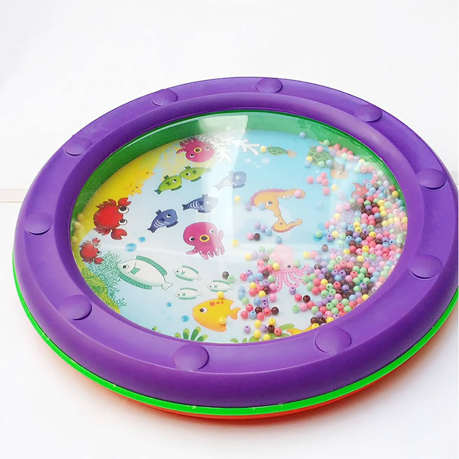 Ocean Drum Wave Bead Drum Gentle Sea Sound Music Gift Educational Tool Percussion Instruments Drum，10 Inch Fish Graphic Sea Drum (1 Pcs) 1 Pcs - Image 4