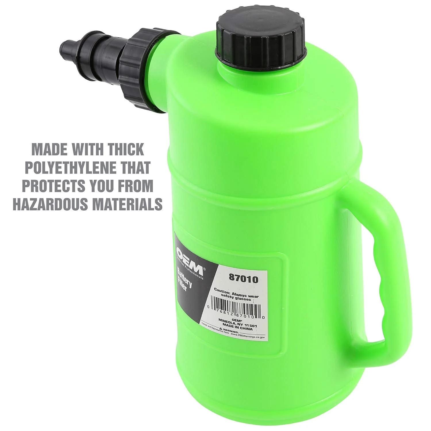 OEMTOOLS 87010 Battery Filler, 2 Liter Battery Water Filler, Distilled Water Jug with Auto Shutoff Nozzle, Spill Prevention, Heavy Duty Polyethylene Container - Image 4
