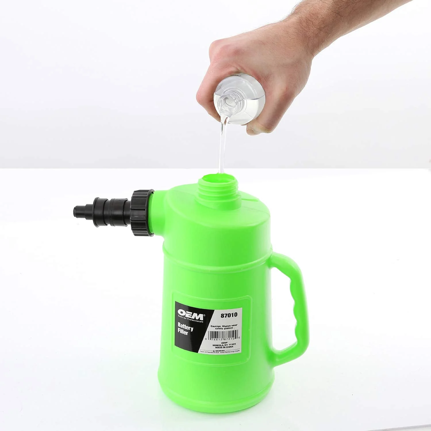 OEMTOOLS 87010 Battery Filler, 2 Liter Battery Water Filler, Distilled Water Jug with Auto Shutoff Nozzle, Spill Prevention, Heavy Duty Polyethylene Container - Image 8