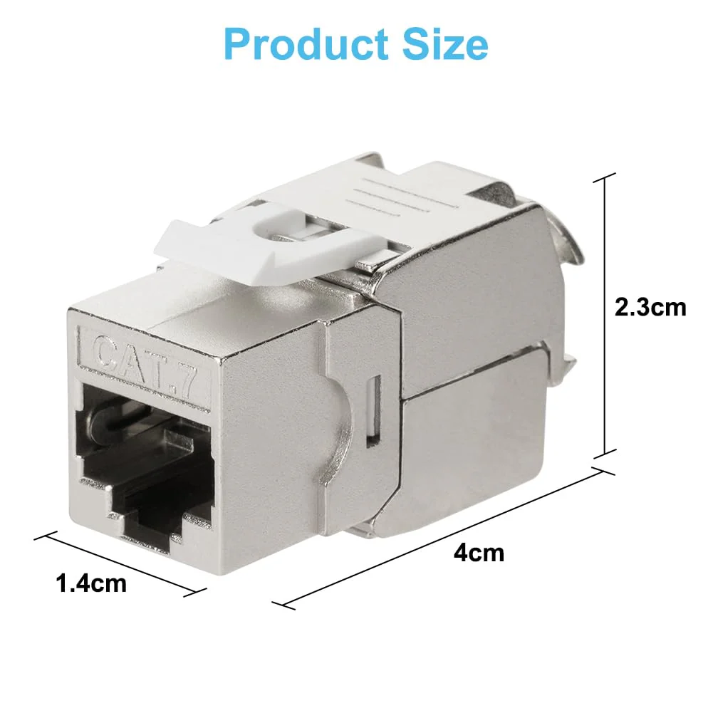 OFFCUP 8 x Keystone Module CAT 7 Jack up to 500 MHz 10 Gbit/s Network Patch Panel, Mounting CAT Raw Cable Socket Tool-Free Thanks to Snap-In Compatible with Most Panels No Rust and Durable 8PCS - Image 2
