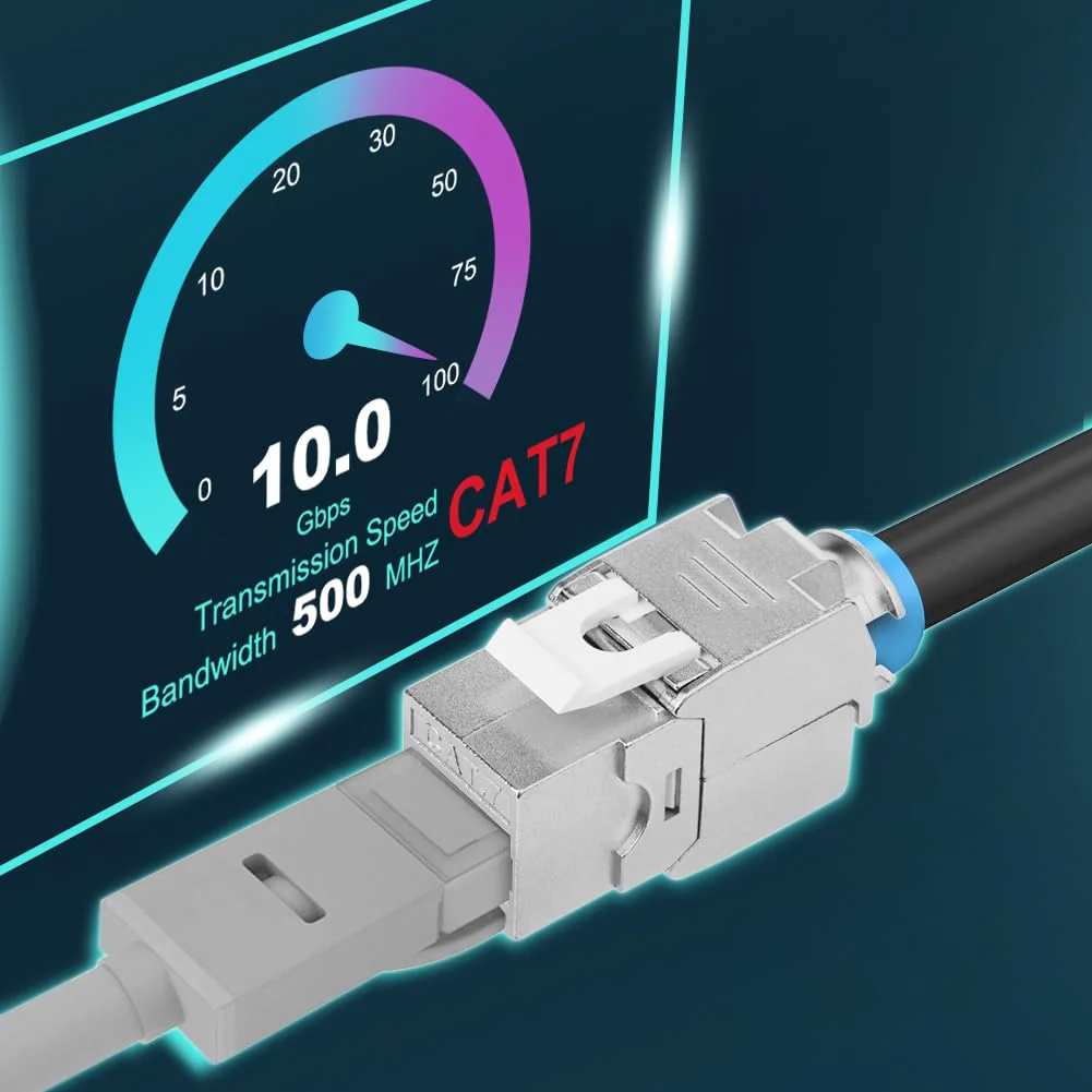 OFFCUP 8 x Keystone Module CAT 7 Jack up to 500 MHz 10 Gbit/s Network Patch Panel, Mounting CAT Raw Cable Socket Tool-Free Thanks to Snap-In Compatible with Most Panels No Rust and Durable 8PCS - Image 4