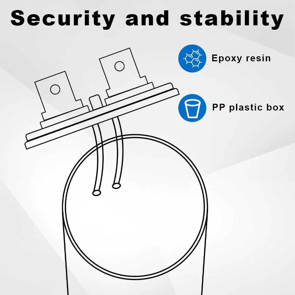 OFFCUP Motor Capacitor CBB60 Starting Capacitor 8μF 450V Capacitor 8μF 450V CBB60 Capacitor Plug Suitable for Electric Motors and Swimming Pool Pumps Electric Motor, 50/60Hz 8µF - Image 4