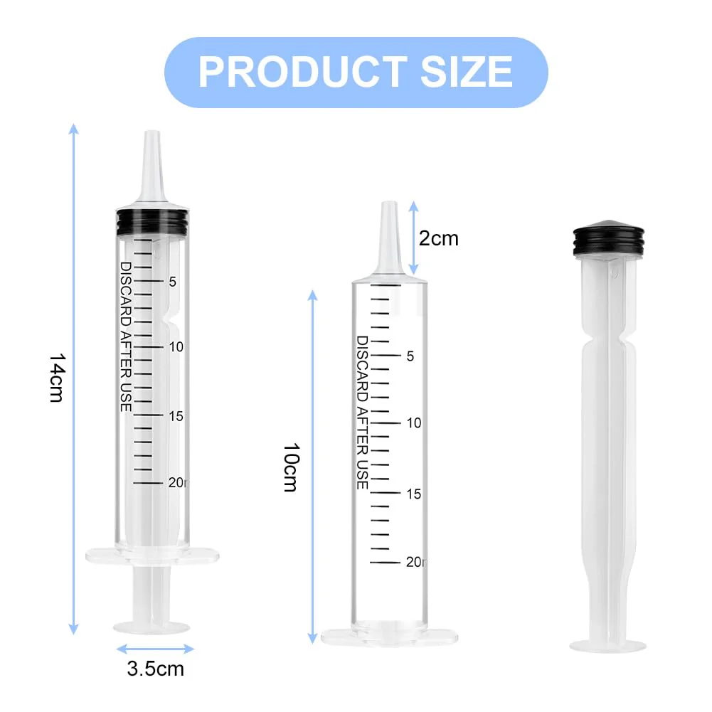 OFFCUP Plastic Syringe 20 ml, Pack of 3 Disposable Syringes, Feeding Syringe, Plastic Tube, for Small Pet Feeding, Engine Oil or Brake Fluid [Not Medical Use] 20 ml x 3 - Image 2