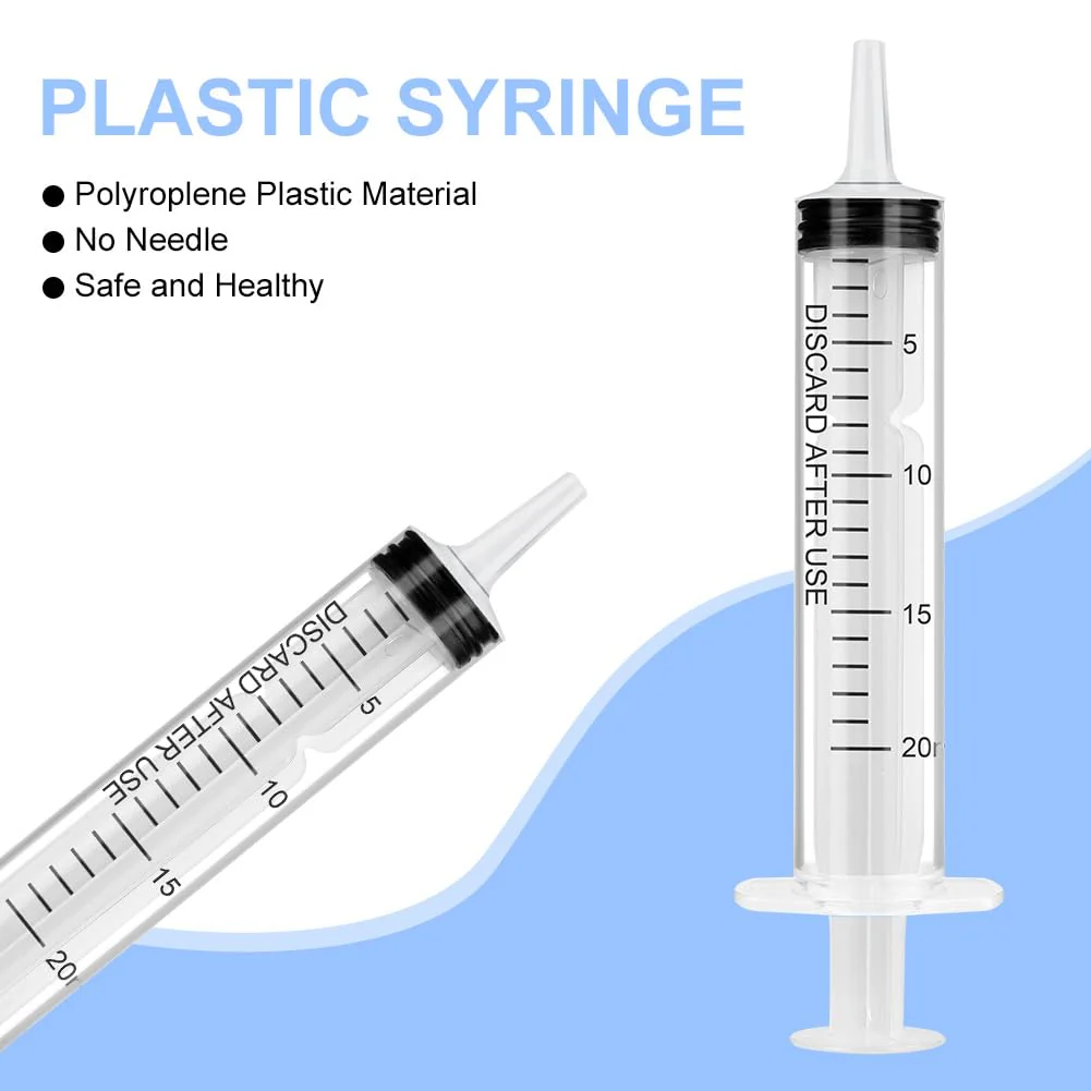 OFFCUP Plastic Syringe 20 ml, Pack of 3 Disposable Syringes, Feeding Syringe, Plastic Tube, for Small Pet Feeding, Engine Oil or Brake Fluid [Not Medical Use] 20 ml x 3 - Image 4