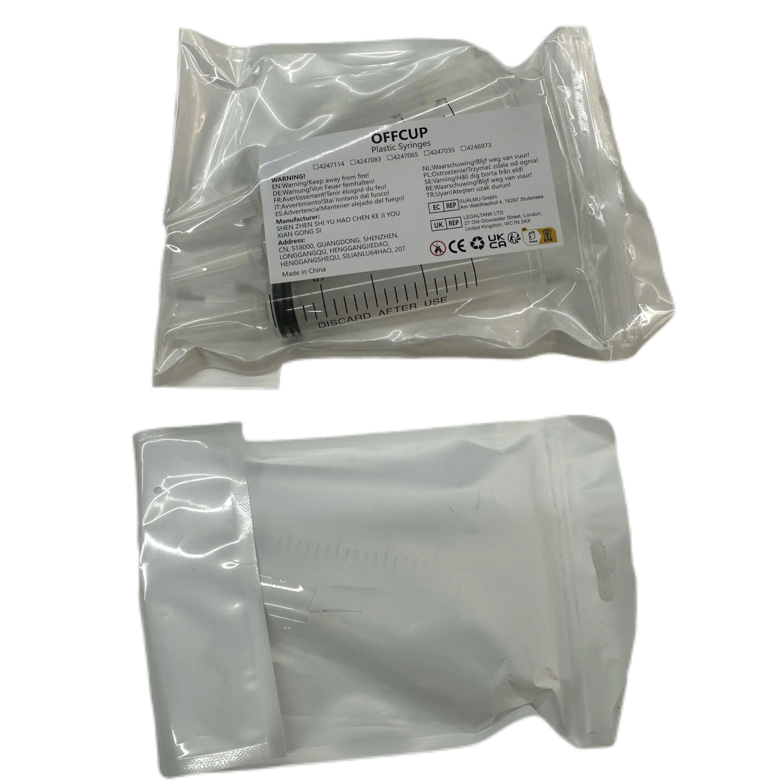 OFFCUP Plastic Syringe 20 ml, Pack of 3 Disposable Syringes, Feeding Syringe, Plastic Tube, for Small Pet Feeding, Engine Oil or Brake Fluid [Not Medical Use] 20 ml x 3 - Image 8