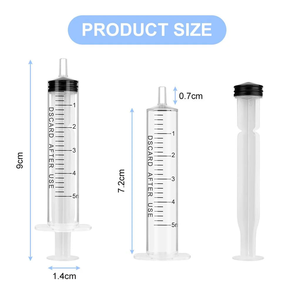 OFFCUP Syringe Set with Blunt Needle, 10 Pieces Syringe 5 ml and Cannula, Plastic Tube Disposable Syringes Plastic Syringe for Liquids, Hobby, Model Making and DIY 10 pieces, 5 ml - Image 2