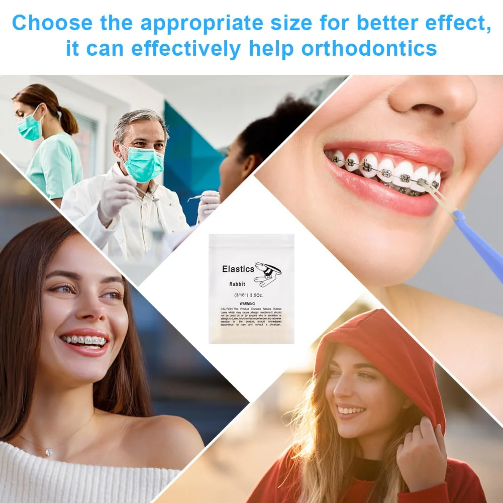 OFFCUP Teeth Rubber Band, Pack of 500 Orthodontic Elastics, Orthodontic Elastics with 5 Pieces Placers for Braces for Dental Gaps, Braces, Crooked Teeth (Rabbit 3/16 Inch) 3/16'' - Image 7