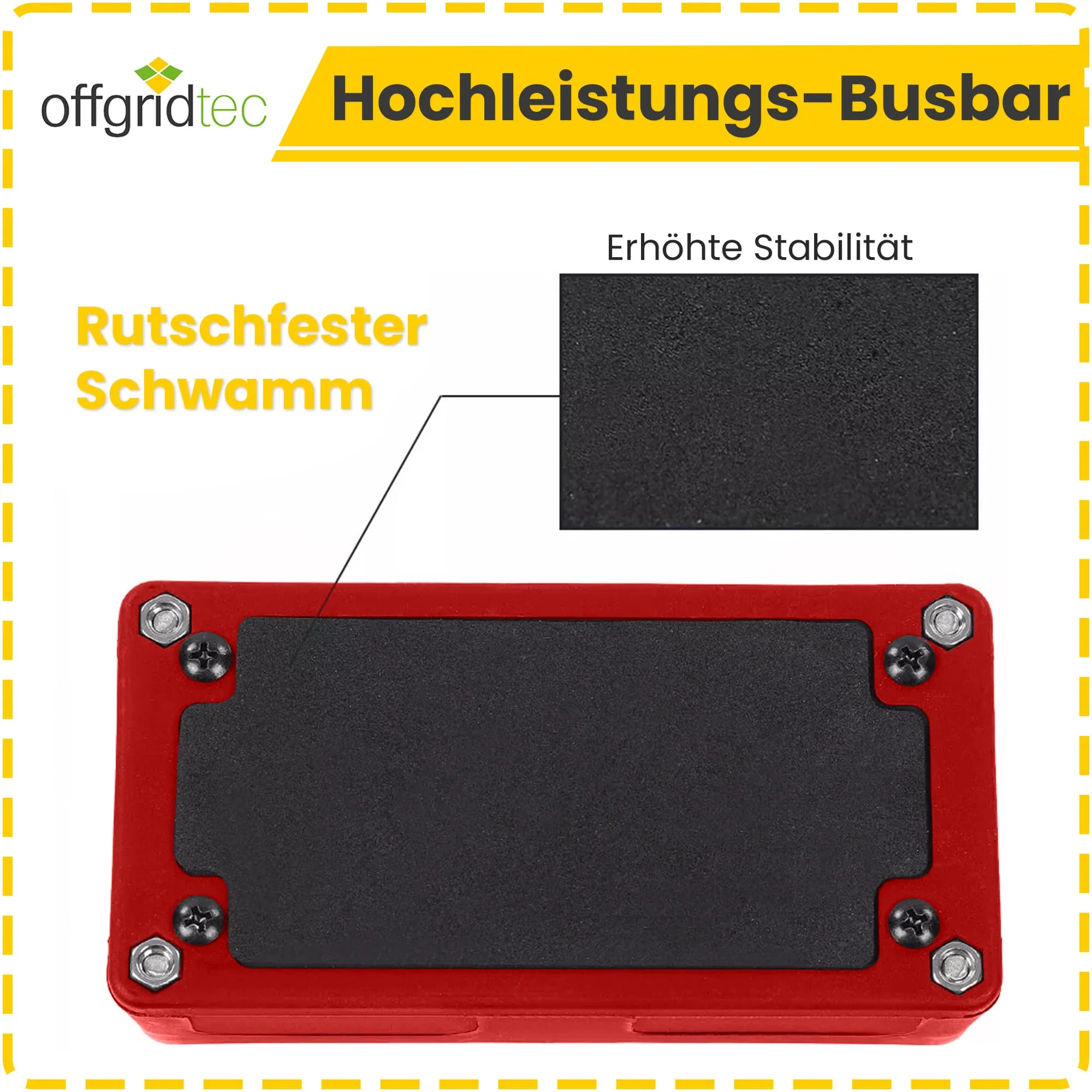 Offgridtec BusBar Box Red 4 x M8 Connection Bolts Including Cover and Mounting Screws Busbar Box 4 x M8 mit Abdeckung Rot - Image 3