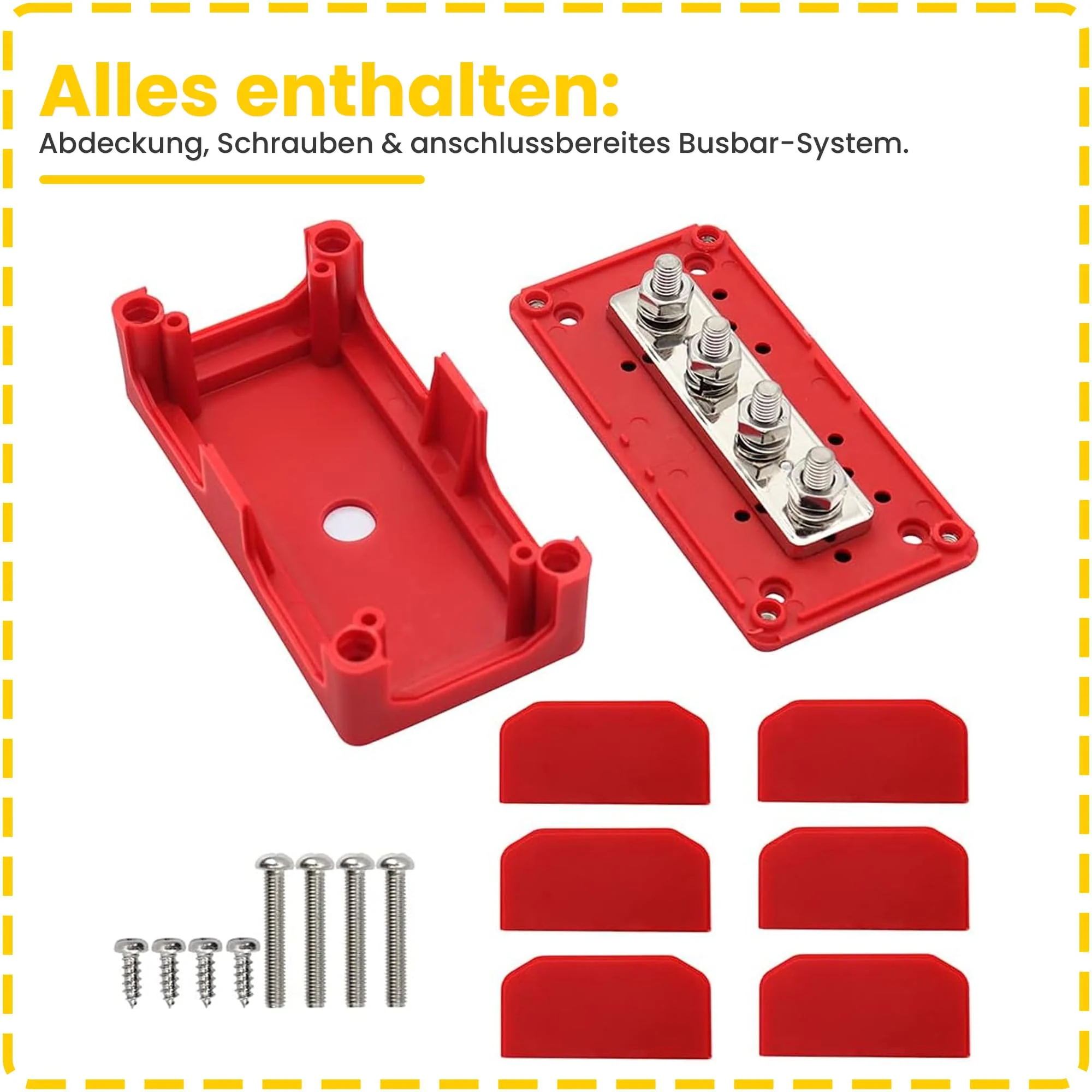 Offgridtec BusBar Box Red 4 x M8 Connection Bolts Including Cover and Mounting Screws Busbar Box 4 x M8 mit Abdeckung Rot - Image 6