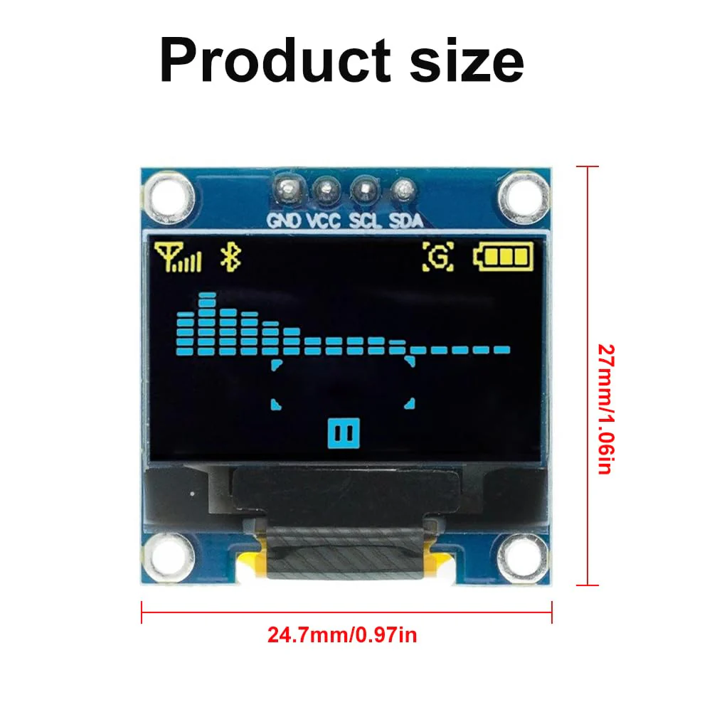 OLED Display, I2C Screen Display Module, Display Module, Self-Luminous Display Board, 0.96 Inch 128 x 64 Pixels, I2C 3.3V-5V, 4 Pins, Clear and Easy to Read Information - Image 6
