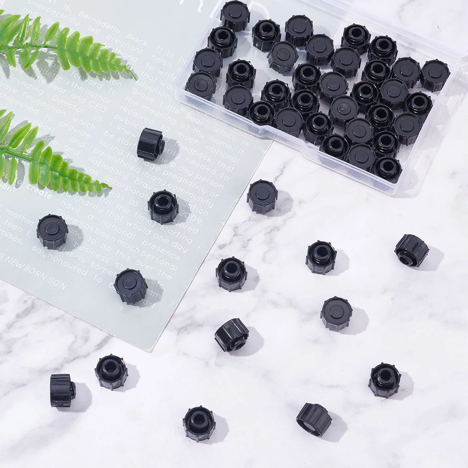 OLYCRAFT 50 Pieces Sealing Caps for Disposable Syringes Syringe Tip Caps Luer Lock Tip Syringe No Needle Tip Cap for Feed Pipes Black Syringe Cap with Transparent Container Black cylinder lace cap - Image 6