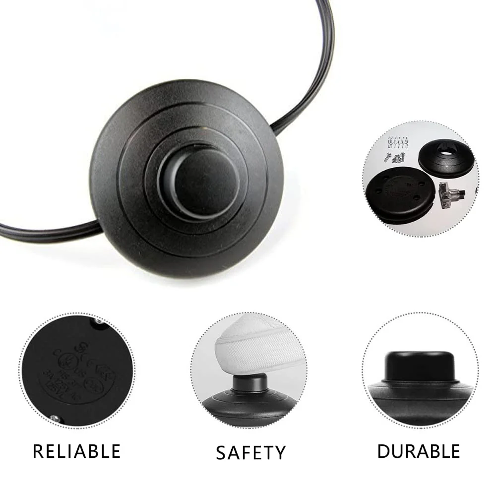 OMIGA Foot Switch Lamp Cord Switch with Push Button Self-Locking for 2 or 3 Core Cable Floor Lights and Small Appliances or Lamps Light Switch Black a - Image 4