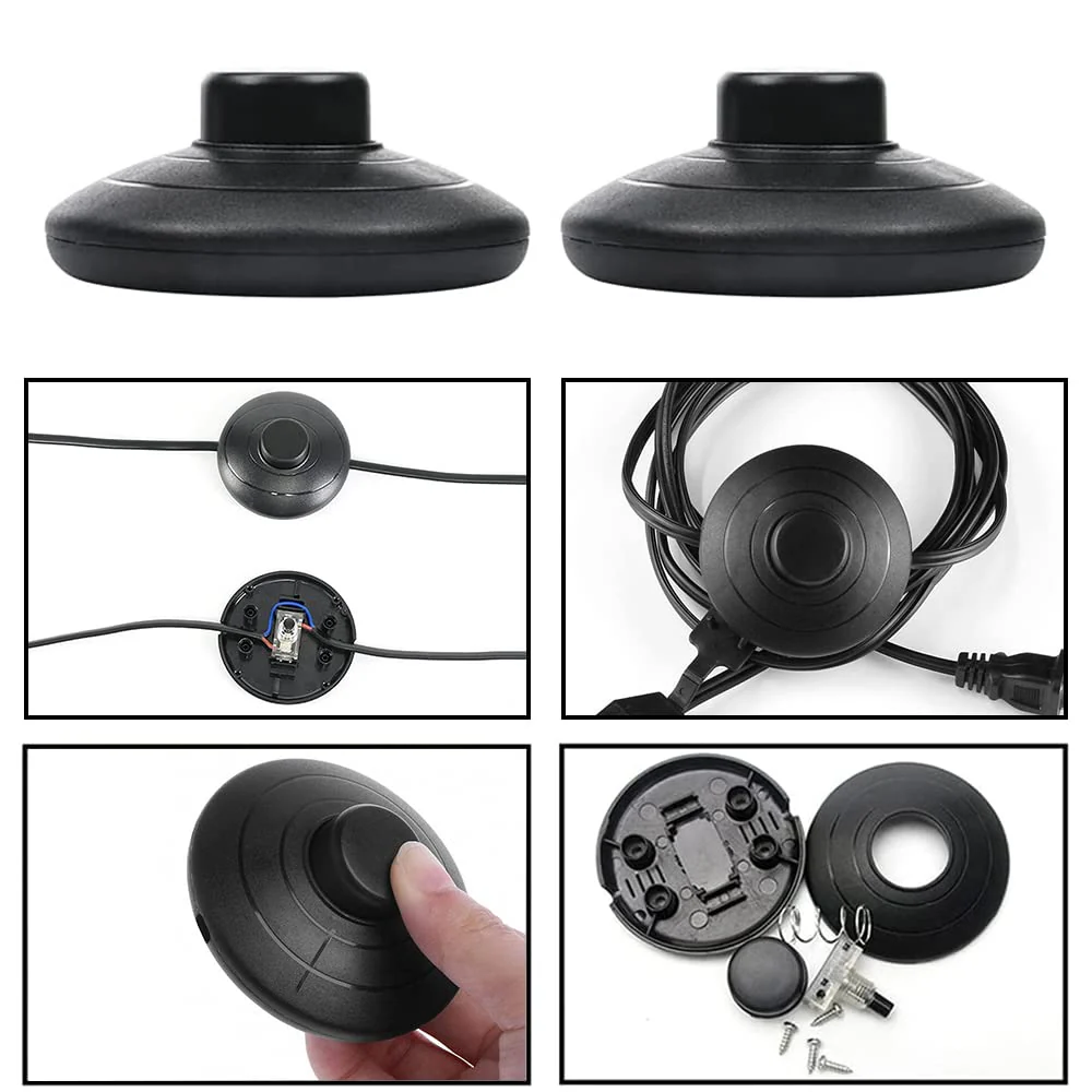 OMIGA Foot Switch Lamp Cord Switch with Push Button Self-Locking for 2 or 3 Core Cable Floor Lights and Small Appliances or Lamps Light Switch Black a - Image 6