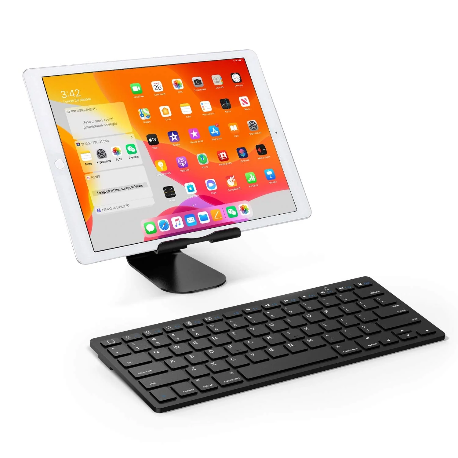 OMOTON Ultra-Slim Bluetooth Keyboard Compatible with iPad 10.2(8th/ 7th Generation)/ 9.7, iPad Air 4th Generation, iPad Pro 11/12.9, iPad Mini, and More Bluetooth Enabled Devices, Black - Image 2