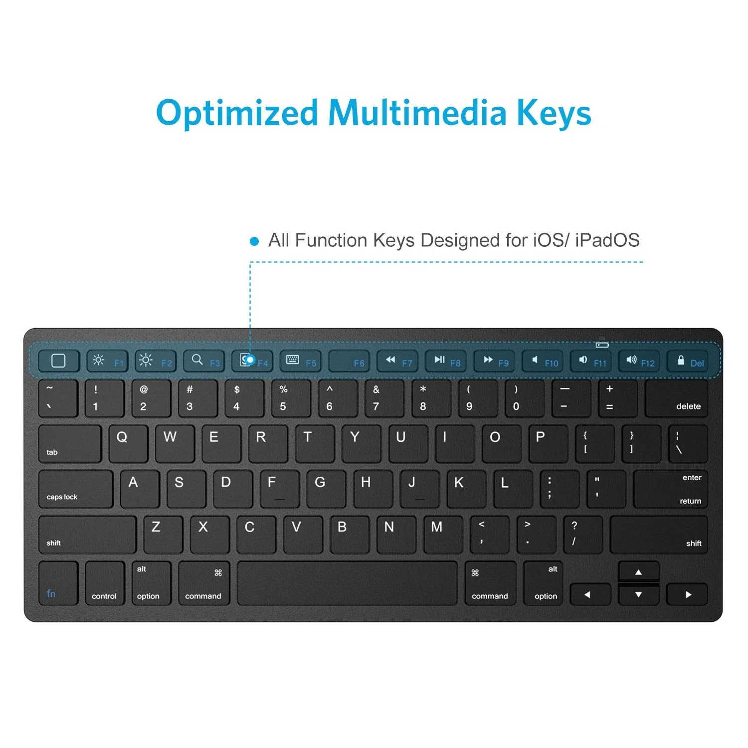OMOTON Ultra-Slim Bluetooth Keyboard Compatible with iPad 10.2(8th/ 7th Generation)/ 9.7, iPad Air 4th Generation, iPad Pro 11/12.9, iPad Mini, and More Bluetooth Enabled Devices, Black - Image 3