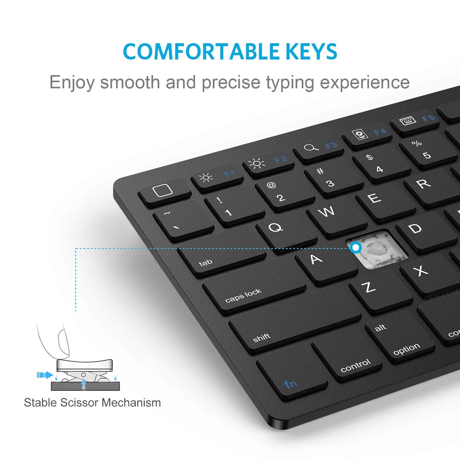 OMOTON Ultra-Slim Bluetooth Keyboard Compatible with iPad 10.2(8th/ 7th Generation)/ 9.7, iPad Air 4th Generation, iPad Pro 11/12.9, iPad Mini, and More Bluetooth Enabled Devices, Black - Image 4