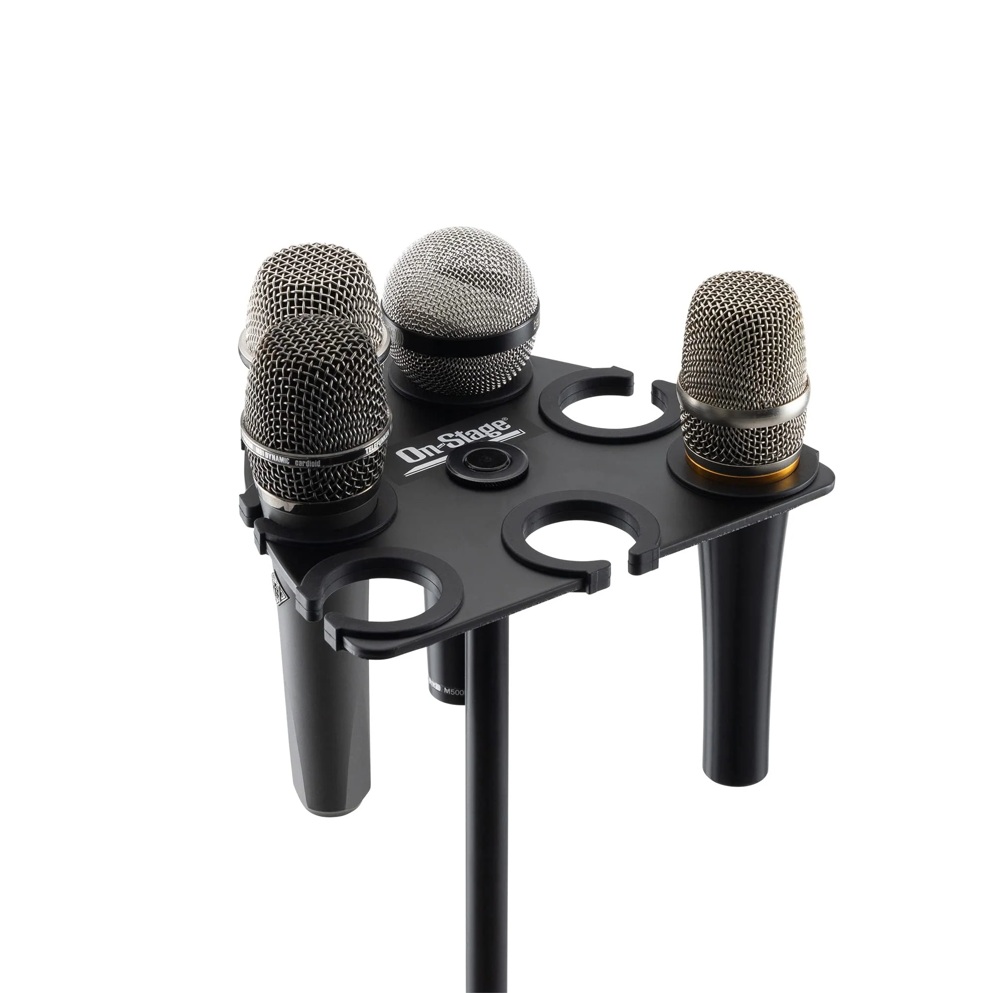 On-Stage MSA2700 Multi-Mic Holder (Microphone Organizer, Display, Caddy, Supports Handheld, Dynamic, Wired, and Wireless Mics, Aluminum, Silicone Padding, Black) - Image 6