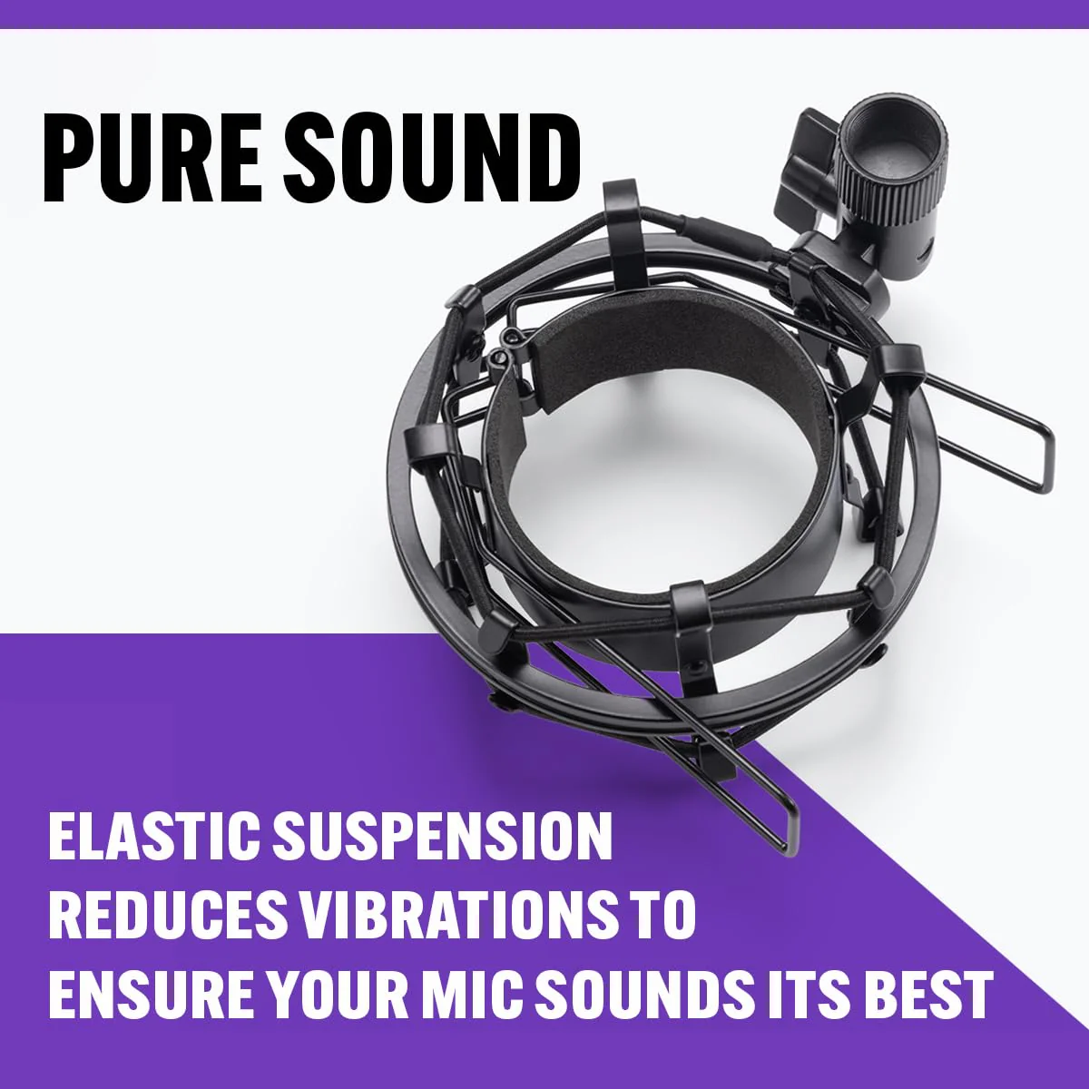 On-Stage MY430 Shock Mount for Studio Mics (55–60 mm) (Elastic Suspension Mount for Large-Diaphragm Condenser Microphones, Adjustable, Vibration Isolation, Steel Adapter, 5/8"-27 Threading, Black) - Image 6